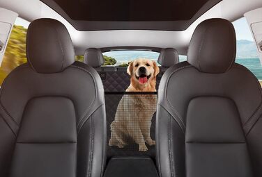 Захисний чохол на сидіння для собак, для авто, SUV та вантажних машин з сіткою у вікно, стійкий до подряпин, ковзання та води, з поворотком для повідка (Рожевий). Чохол на сидіння та поводок для собак (Чорний)