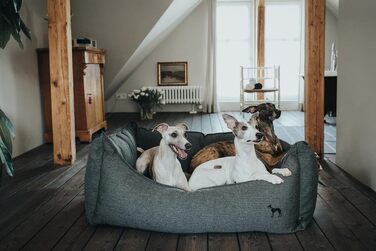 Софа для собак HUNTER Livingston, ліжко для собак, тканина, класичний дизайн, S, (антрацит, 80x59x24 см)