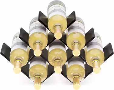 Navaris Wine Rack Bottle Rack Wine Stand made of Bamboo - 43.5x10x29.5cm Wine Rack for Bottles - Wooden Bottle Holder for 8 Bottles
