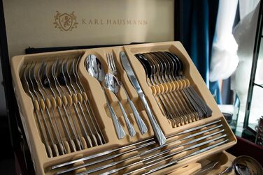 Karl Hausmann 72-Piece Stainless Steel Cutlery Set for 12 People - Dishwasher Safe Silverware Set with Case
