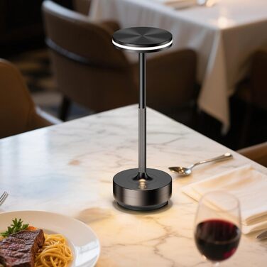 Світлодіодна настільна лампа Hapfish акумуляторна, бездротова, з димером, 5000mAh, 3 режими освітлення, водонепроникна IP54, для столу, вулиці, спальні - комплект 2 шт. Чорна