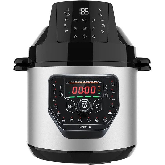 Cecotec programmable oven with GM H Fry Air Fryer head. Multifunction kitchen robot, 6-liter capacity, forward-opening lid, 24-hour programmable, adjustable temperature, recipe book Model H Fry