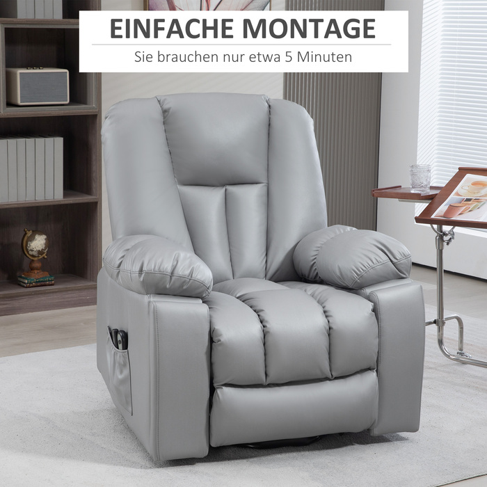 HOMCOM electric TV recliner, senior recliner with lift assistance, Dark Grey