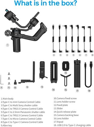 FeiyuTech SCORP-C2: Стабілізатор для камери з AI-трекінгом 4.0, до 3.5 кг, 14 годин роботи, вертикальна зйомка, для Vlog, YouTube та сімейних свят