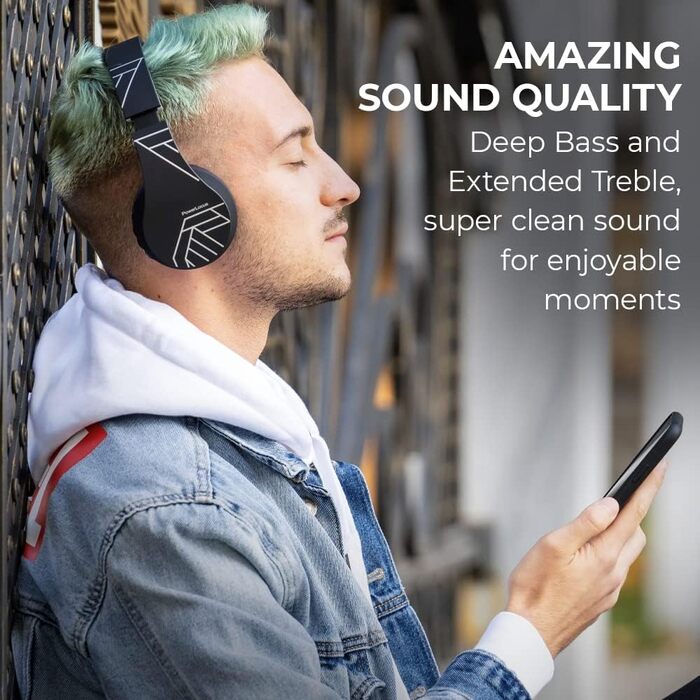 Бездротові навушники PowerLocus Over-Ear з Bluetooth та мікрофоном, складні, з м'якими амбушюрами, Hi-Fi стерео звук, бас, для дітей/дорослих/ТВ/ПК/офісу (срібні)