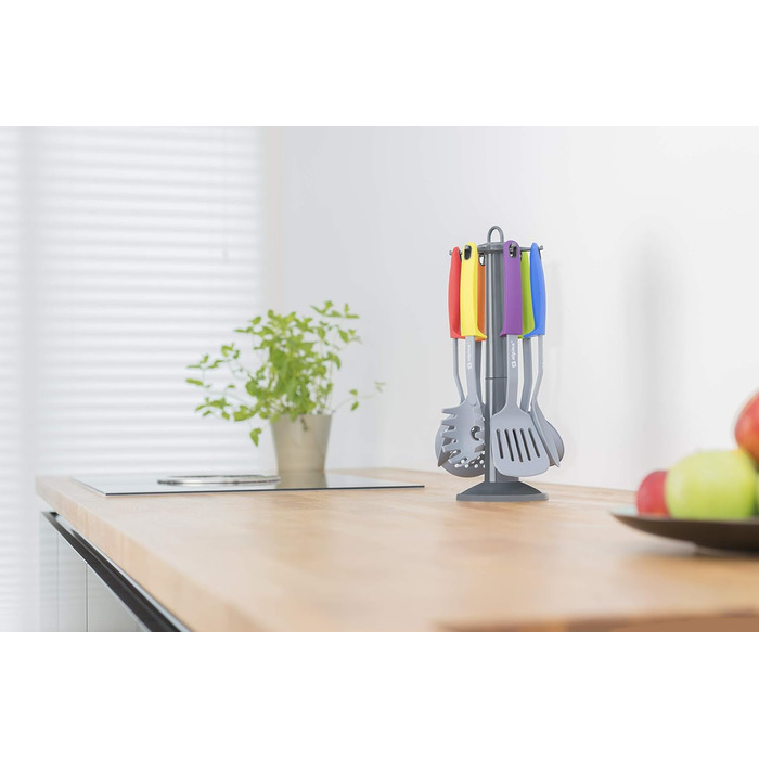 Набір кухонних аксесуарів Alpina Küchenhelfer 7 шт. з поворотним підставкою – кухонне приладдя з силікону для приготування їжі