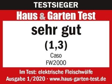Електрична м'ясоподрібнювач Caso FW2000, 2000 Вт, з насадкою для печива, корпус з алюмінієвого лиття, 800 Вт, 2 кг/хв