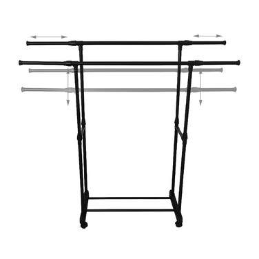 Relaxdays Clothes Rack with Wheels and Double Rod