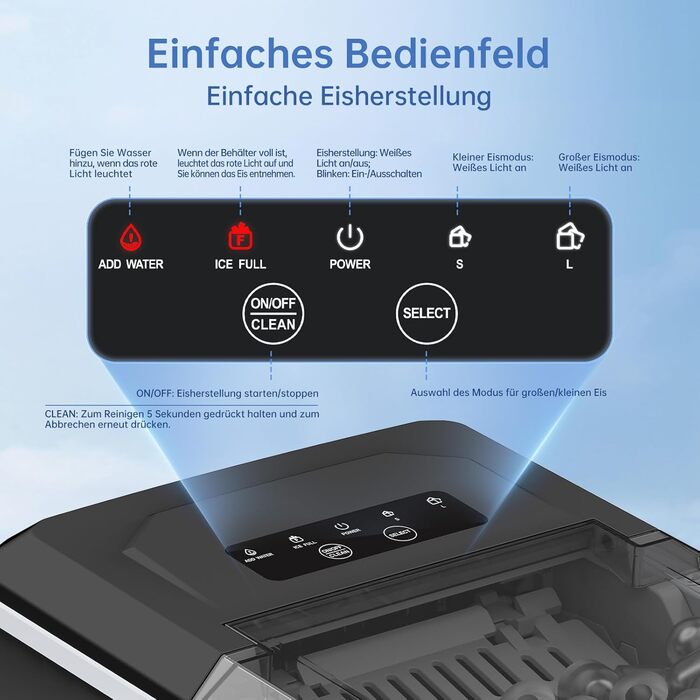 Машина для приготування льоду Ice Maker 1.3л, 9 кубиків за 6 хвилин, самоочищення, тиха, для кухні, офісу, бару, вечірки