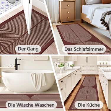 Килимок для підлоги/коридору 80x200 см з джуту, кухонний килимок, миючий, неслизький, для кухні, спальні, балкону (червоний)