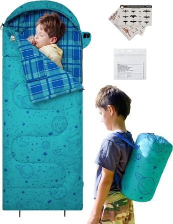 KingCamp Kids Sleeping Bag - Winter Warmth, 3-4 Season Comfort for Camping & Trekking - 170x70cm, 7°C Rating