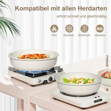 YASHE 13-Piece Cookware Set - Nonstick Granit Pots & Pans with Lids, Induction Ready, Oven Safe, Stackable
