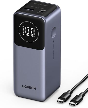 Power Bank UGREEN Nexode 12000mAh 100W з 2 портами, цифровим дисплеєм, USB-C PD 3.0, сумісний з iPhone, Galaxy, iPad та іншими пристроями