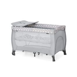 Дитяче туристичне ліжечко Hauck Sleep N Play Center Teddy Grey з пеленатором, місцем для новонароджених, сумкою, колесами, компактне складання, для дітей від народження до 15 кг