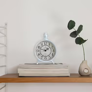 HZDHCLH Retro Silent Roman Table Clock for Living Room Bedroom Office Art Desk Clock (Pure White)