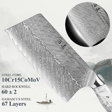 Японський ніж SHANGDAO Kiritsuke 20 см з 67 шарів сталі, ніж для м'яса та нарізки, суші-ніж, подарунок для кухні