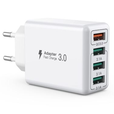 Зарядний пристрій USB-C 40W, 4 порти, PD+QC, для iPhone 12/13/14/15/Pro Max/XS/XR/8/7, Samsung, планшетів (Сірий)