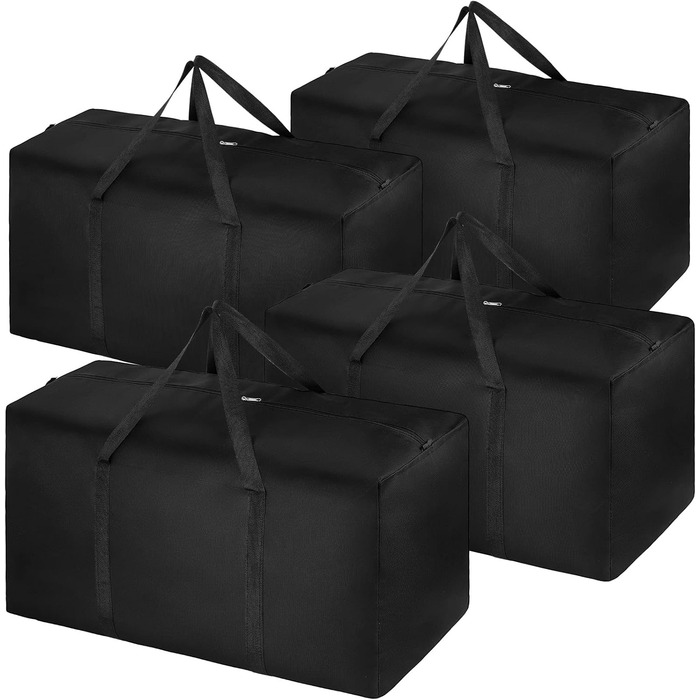 4 Pack Extra Large Travel Duffel Bag, Foldable, Waterproof, 600D Oxford Cloth, Durable Travel Bags for Men and Women, Strong Moving Boxes for House, Luggage Bags, Black, Travel