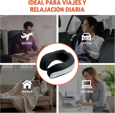 Подушка для шиї в дорозі: автомобільна, для літака, з memory foam, м'який велюровий чохол, для дорослих, сіра, з сіткою