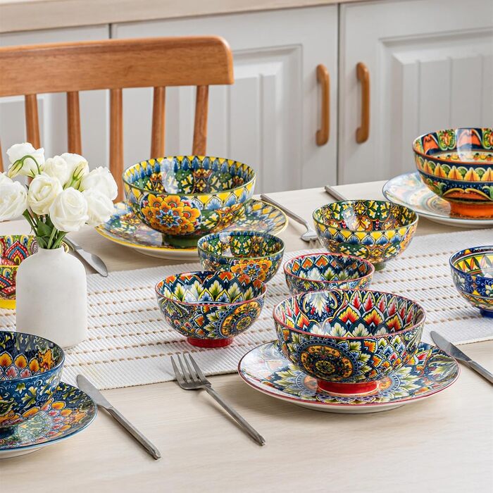 Набір супових тарілок Henten Home, 4 шт., 300 мл, порцеляна. Ідеально для супу, десерту, морозива. Стиль Богемія