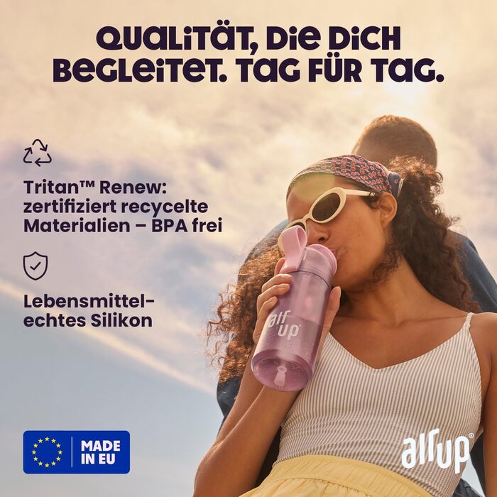Пляшка для води air up 600 мл з аромат-подами, соломинкою, для школи, спорту, для дітей і дорослих, синя, підходить для газованої води (Purple Lavender)