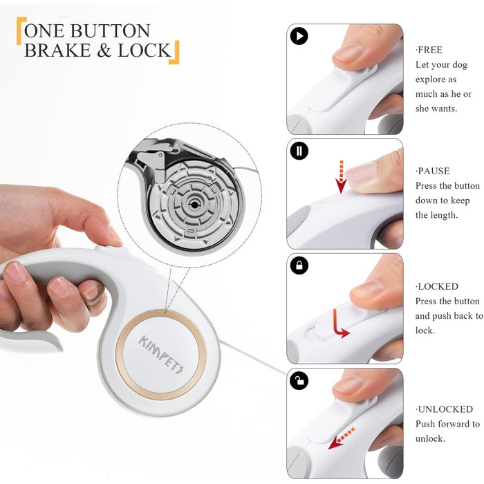 Висувна поводок для собак 3 м, для жінок, поводок для вигулу домашніх тварин з неслизькою ручкою для собак маленьких, середніх та великих порід (до 50 кг), поворот на 360°, функція паузи та блокування