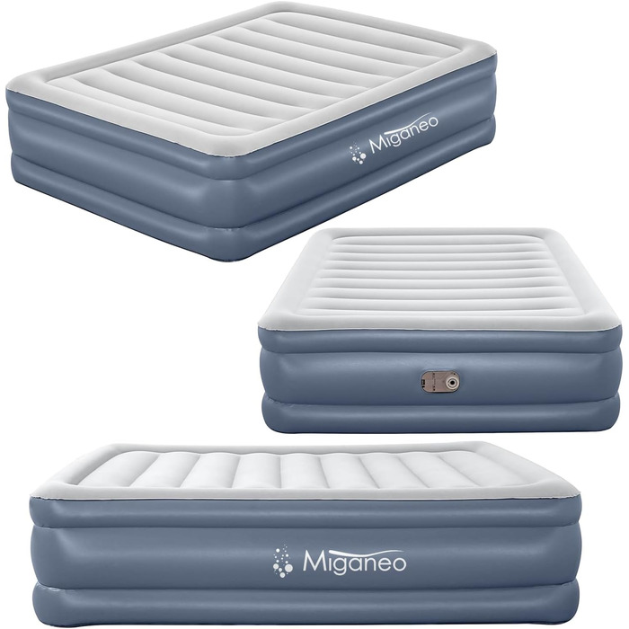 Надувний матрац Miganeo Premium XL 203x152x51 см з електронасосом та антимікробним покриттям (до 300 кг)