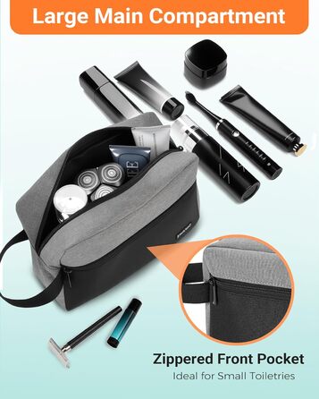 Чоловіча дорожня туалетна косметичка, водонепроникна, з кишенею для гоління та ручкою, органайзер для косметики, спортзал, душ, ванна кімната, подарунок для чоловіків, чорно-сіра