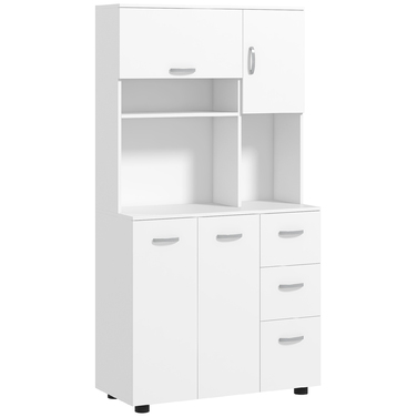 HOMCOM Freestanding Kitchen Cabinet, 89 x 39.5 x 168 cm, Modern White Buffet Cabinet