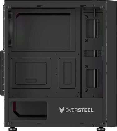 Oversteel Iridium: Ігровий корпус ПК з Mesh-панеллю, A-RGB вентилятором, USB 3.0, підтримка ATX/Micro ATX/ITX, чорний