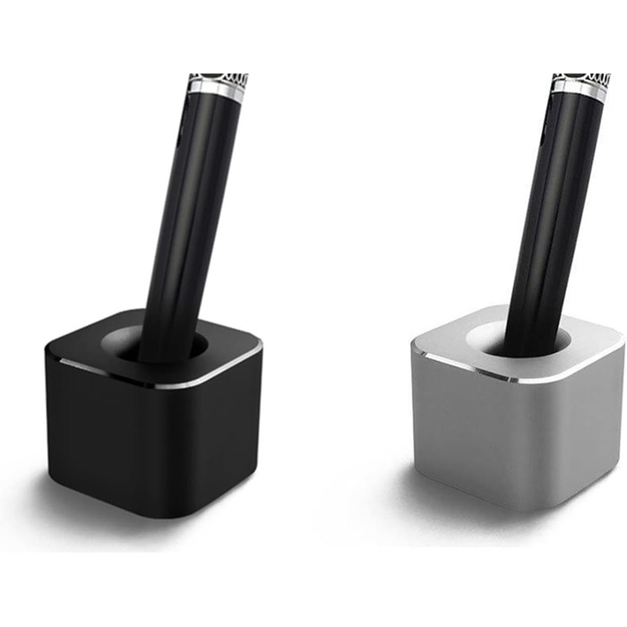 TopHomer Mini Pen Holder for Desk, Aluminum Alloy, Pen Stand, Single Pen Holder, Desktop, Creative Ornament, Desktop Organizer for Office, School, Home, Toothbrush Holder, 4 Pieces (4 Pieces Silver + 1 Piece Black)