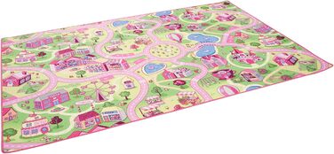 Дитячий килим Snapstyle для ігор, рожевий, 80x160 см, прямокутний, міцний та легкий у догляді, з малюнком дороги для дитячої кімнати