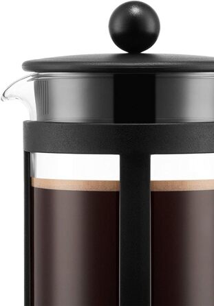 Bodum Kenya Френч-прес для кави - 1л, 8 чашок, з боросилікатного скла та нержавіючої сталі, миється в посудомийній машині, Made in Portugal, чорний