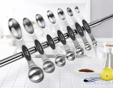 Набір мірних ложок та чашок Spring Chef магнітних, 15 шт. з нівеліром, нержавіюча сталь, магніти N45, BPA-free, для спецій, випічки та приготування їжі