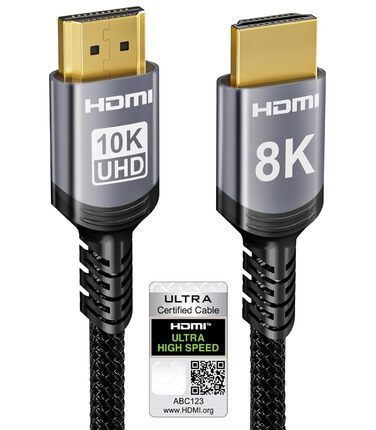HDMI 2.1 кабель Snokco 10K 8K 3 метри, сертифікований, 48Gbps, Ultra High Speed, 4K 240Hz, 8K 60Hz, eARC, HDCP 2.3, DTS:X, HDR10+, для TV, монітора, проектора, Roku, PS5, X-box
