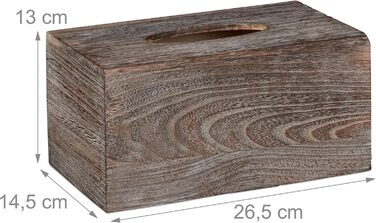 Relaxdays Tissue Box Shabby, Tissue Box with Sliding Cover, Tissue Box for Facial Tissues, HBT: 13x26.5x14.5cm, brown