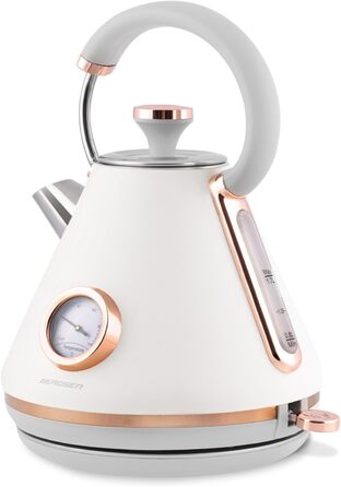 Елегантний чайник Berdsen BD-701 з термометром, 1.7L (білий)