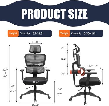 Офісний стіл Newtral з ергономічним дизайном: регульована поперекова підтримка, спинка та глибина сидіння, нахил та підголівник