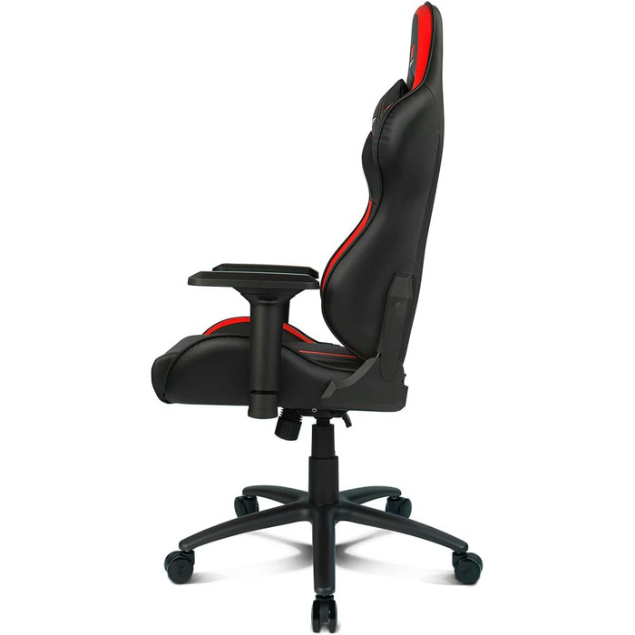 Професійне ігрове крісло DRIFT GAMING DR350 ергономічне, з 4D-підлокітниками, подушками під поперек та шию, нахил 135°, безшумні колеса, чорно-червоне