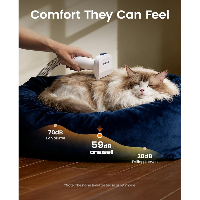 Машинка для стрижки собак Oneisall з пилососом, потужність 12000 Па, видаляє 99.99% шерсті, тиха, для собак та котів, 7 насадок