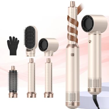 Набір для укладки волосся 5 в 1 Haarstyler: фен, круглі щітки, плойка для локонів, термощітка. Ідеально для випрямлення, сушіння, створення об'єму та локонів.