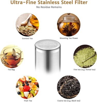 Glass teapot with stainless steel (silver color) 1200ml with 18/8 stainless steel tea strainer tea maker Suitable for tea warmer