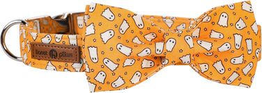 Нашийник для собак Lionet Paws на Halloween з метеликом, бавовна, зручний, з металевим затвором, розмір M (34-55 см), 1 шт. Ghost