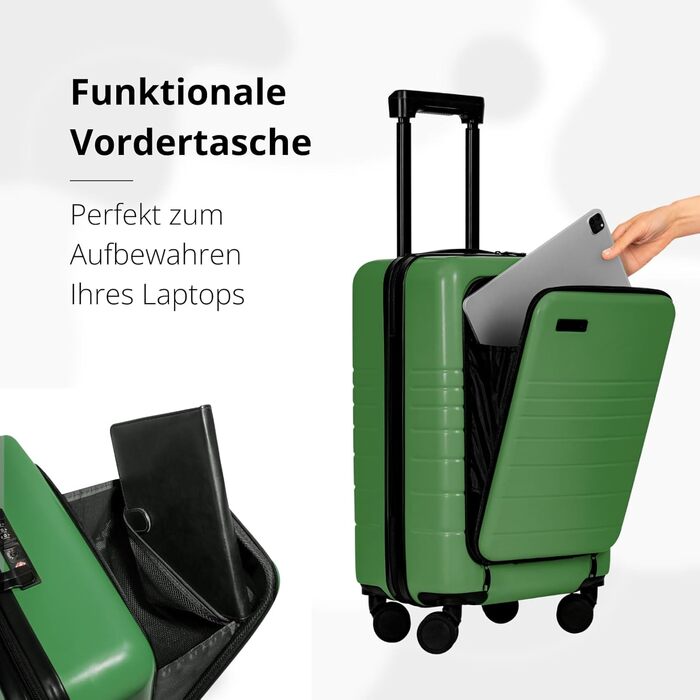 Валіза ETERNITIVE з ABS пластику: Rollkoffer, Reisetrolley з подвійними колесами 360°, TSA-замок, ручна поклажа, зелений колір