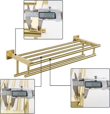 Тримач для рушників SAYAYO на стіну, з полицею, з нержавіючої сталі, 60 см (золотий)