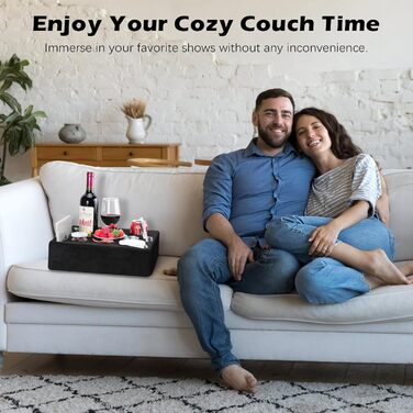 MoKo Cup Holder Sofa, Couch Organizer, 7 Slot Tray Bed Caddy, Couch Cup Holder for Remote Control, Snacks, Drinks, Couch Caddy Couch Butler for Bed, RV, TV, Car, Man Cave, Boat