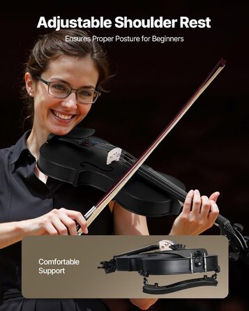 Скрипка VEVOR 4/4 з аксесуарами: футляр, струни, колінь, підставка, тюнер та інші