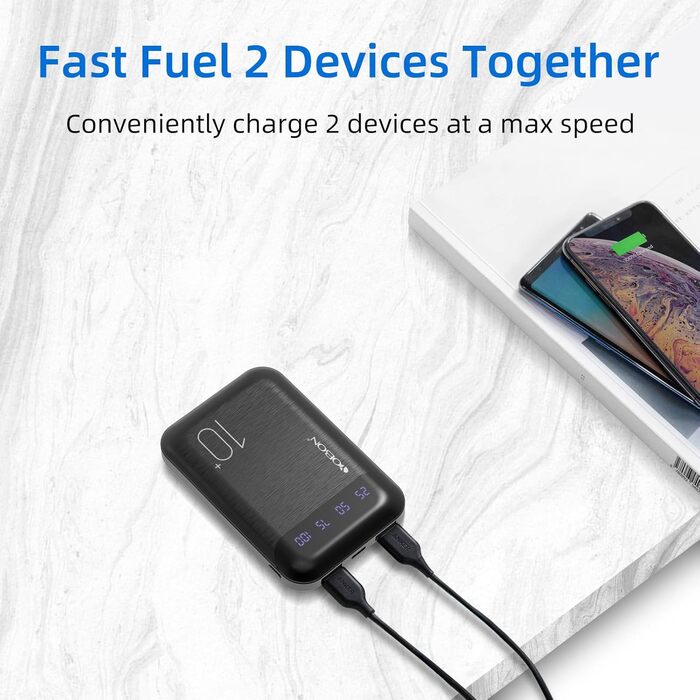 Портативний зарядний пристрій Power Bank 10000mAh з 2 USB виходами та USB-C входом (Чорний)