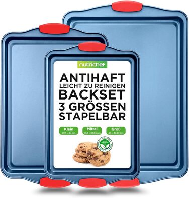 Набір форм для випічки Nutrichef 10 шт. з антипригарним покриттям – для випікання солодкого (печиво) та солодкого (піца). Набір форм з вуглецевої сталі, без PFOA та PTFE, з силіконовими ручками (круглі/квадратні сковорідки)