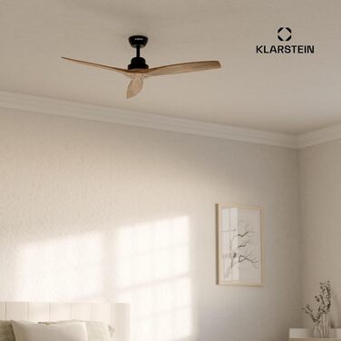 Стельовий вентилятор Klarstein Santa Elena Smart з Wi-Fi та пультом ДУ, 6 швидкостей, дерев'яні лопаті, режими зима/літо, 132 см, колір горіх